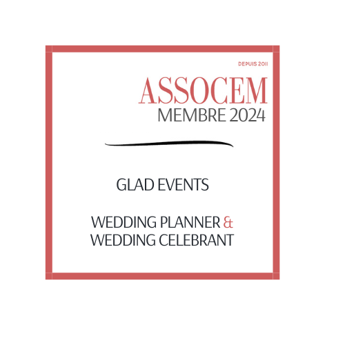 macarron assocem 2024 certifiant que Glad events est certifiée wedding planner et officiante de cérémonie laïque