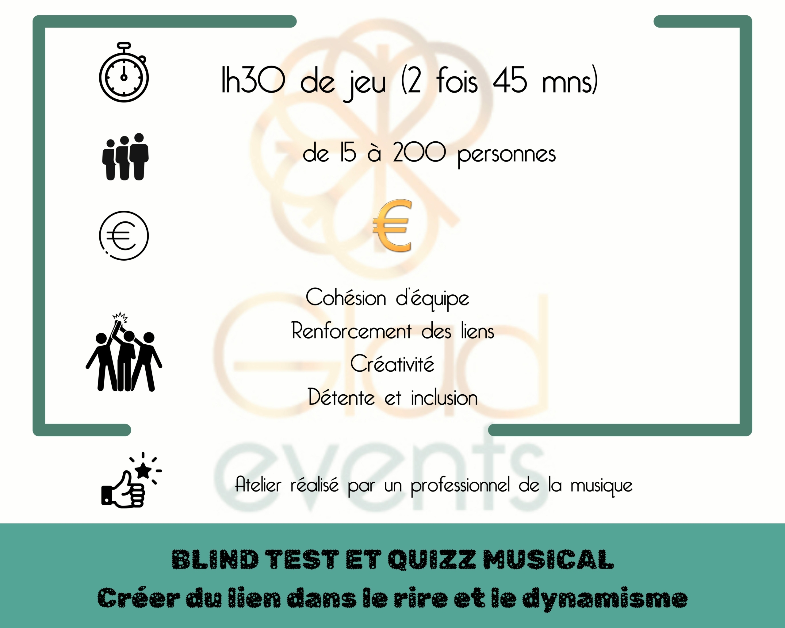 Fiche technique, blind test et quizz musical par Glad events