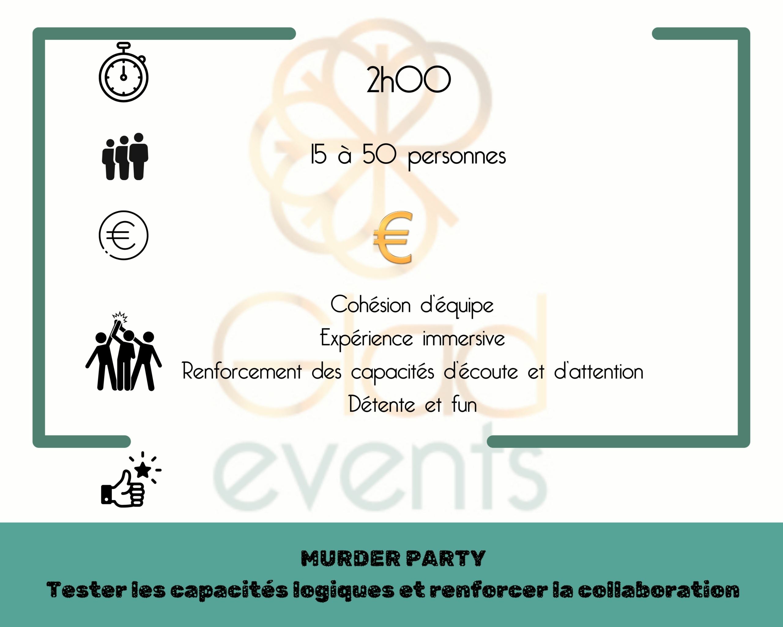 Fiche technique murder party par Glad events