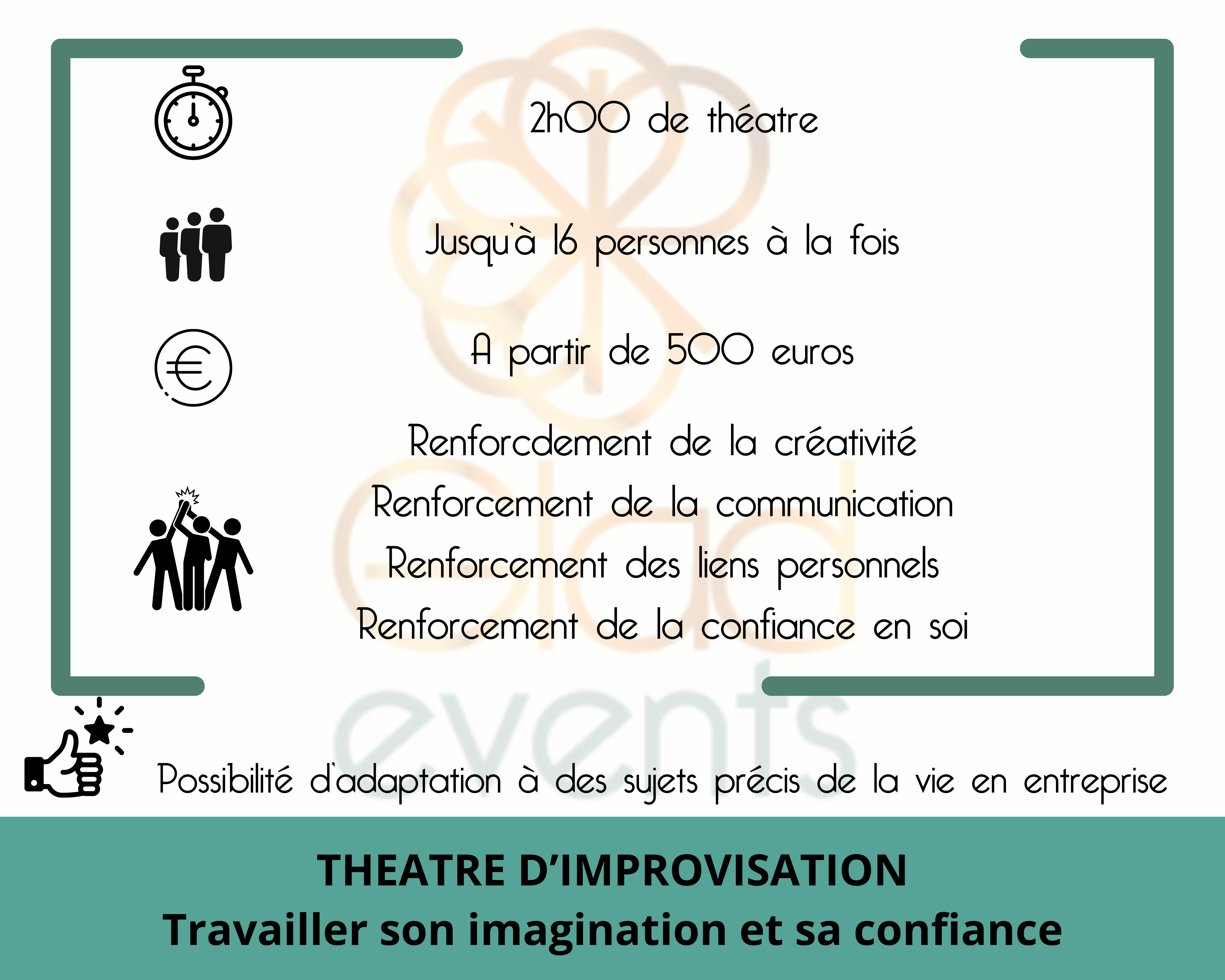 fiche technique du team building du théatre d'improvisation par glad events