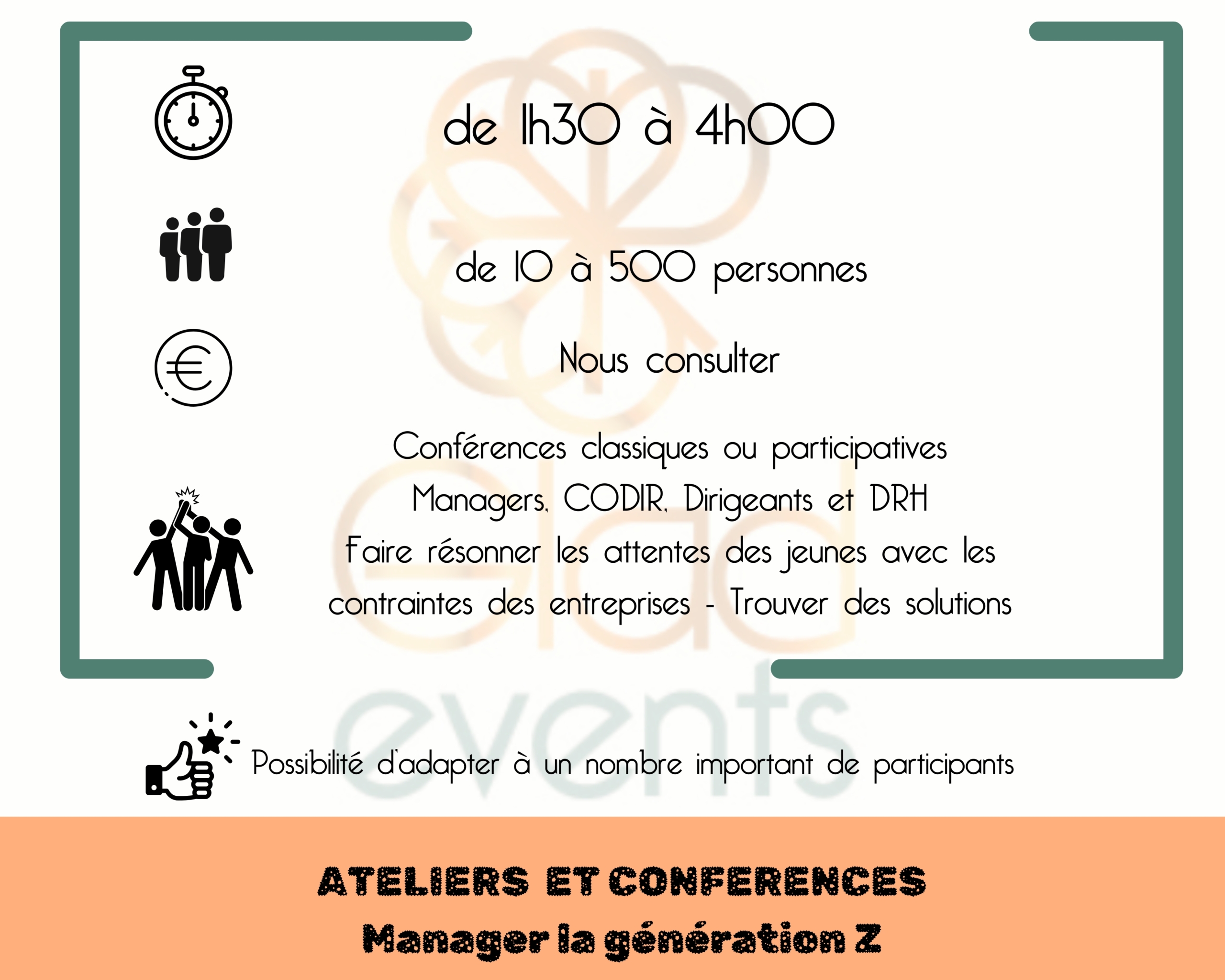 Fiche technique - atelier et conférences, manager la génération Z par Glad events