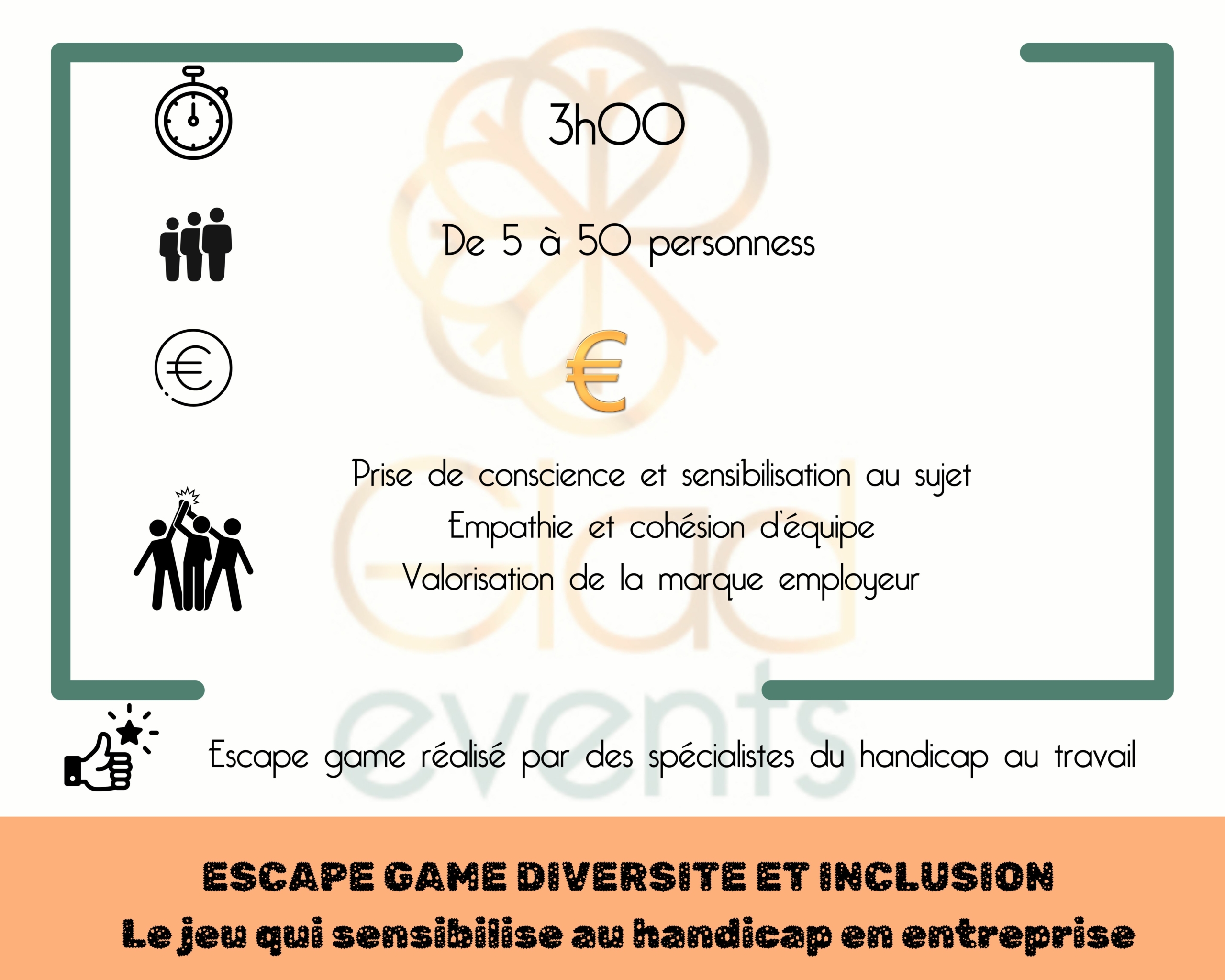 Fiche technique escape game diversité et inclusion du handicap par Glad events