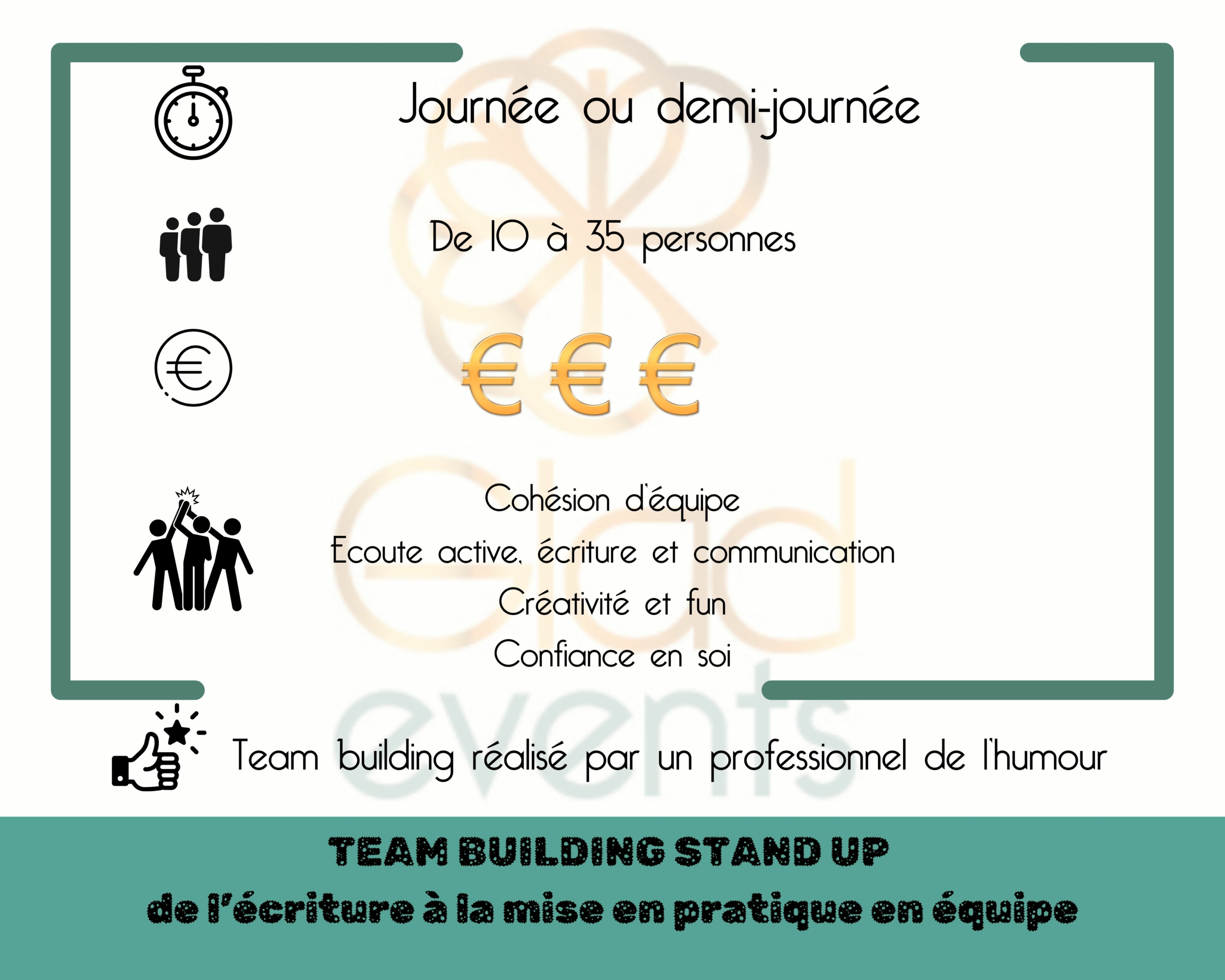 Fiche technique du team building stand up par Glad events