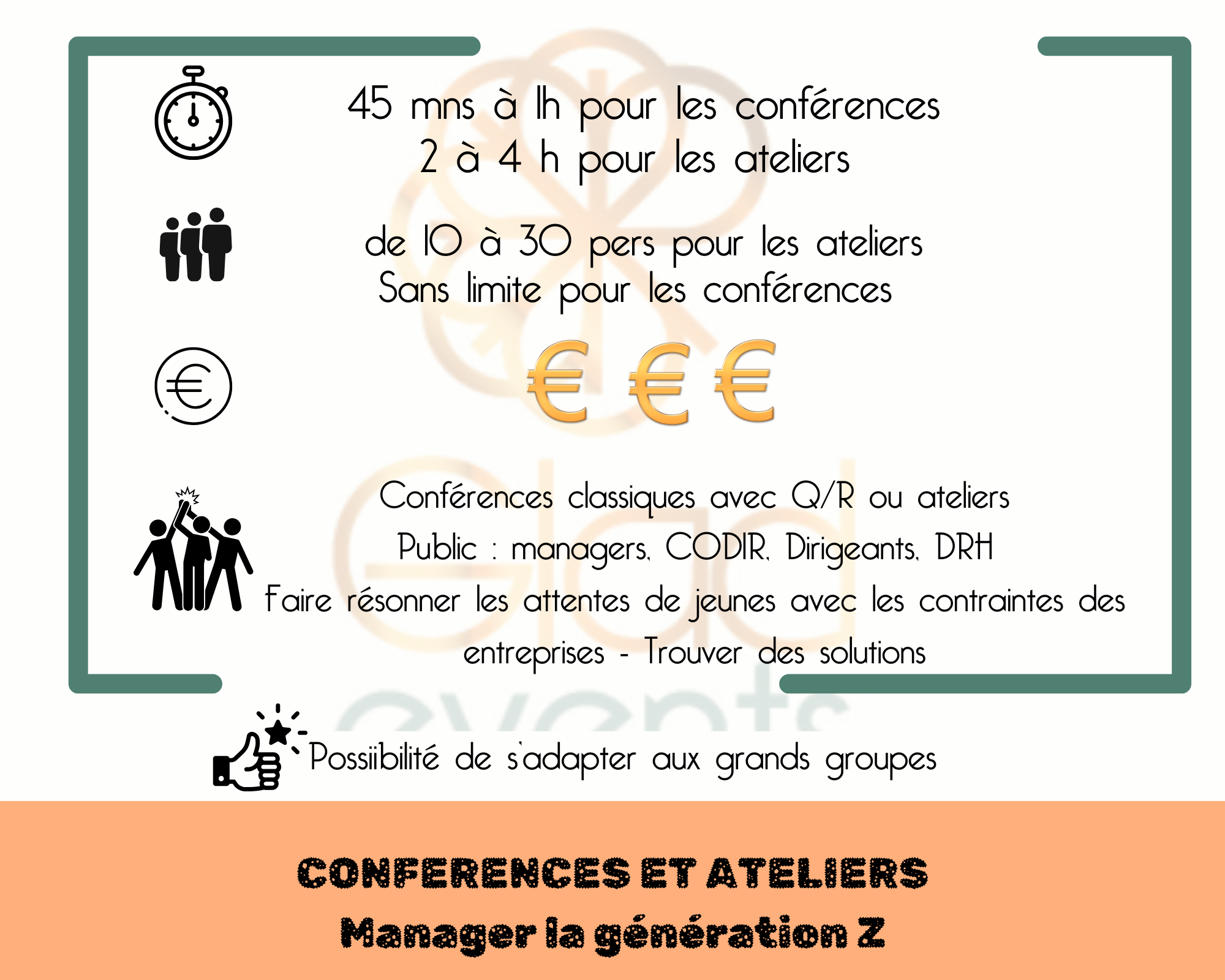 Fiche technique : les ateliers et conférences de Glad events en Bretagne : manager la génération Z