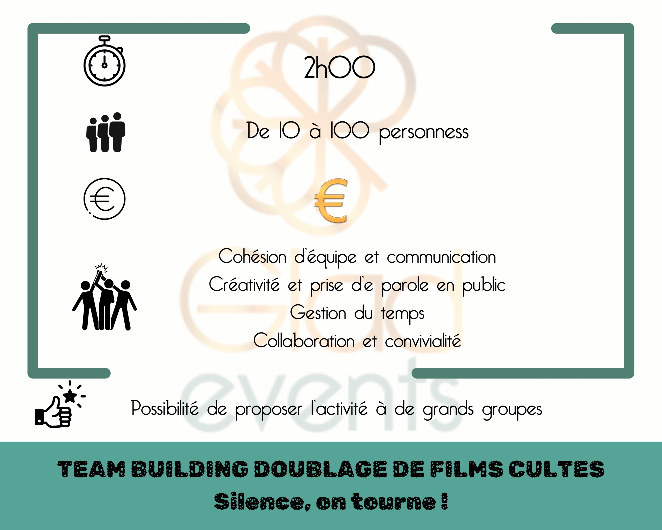 fiche technique du team building doublage de films cultes par Glad events à St Brieuc