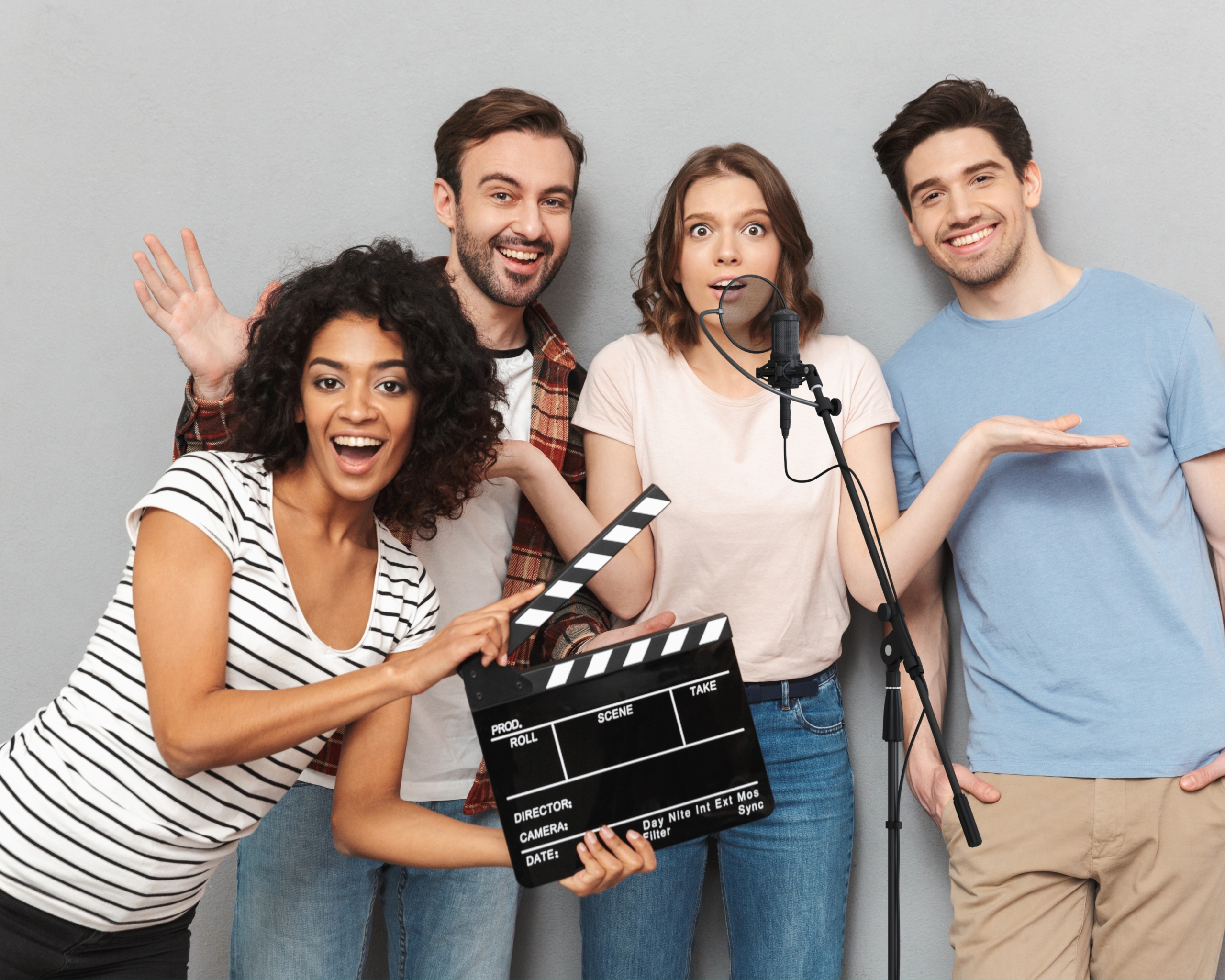 image d'un groupe lors d'un team building doublage de films cultes à St Brieuc organisé par Glad events