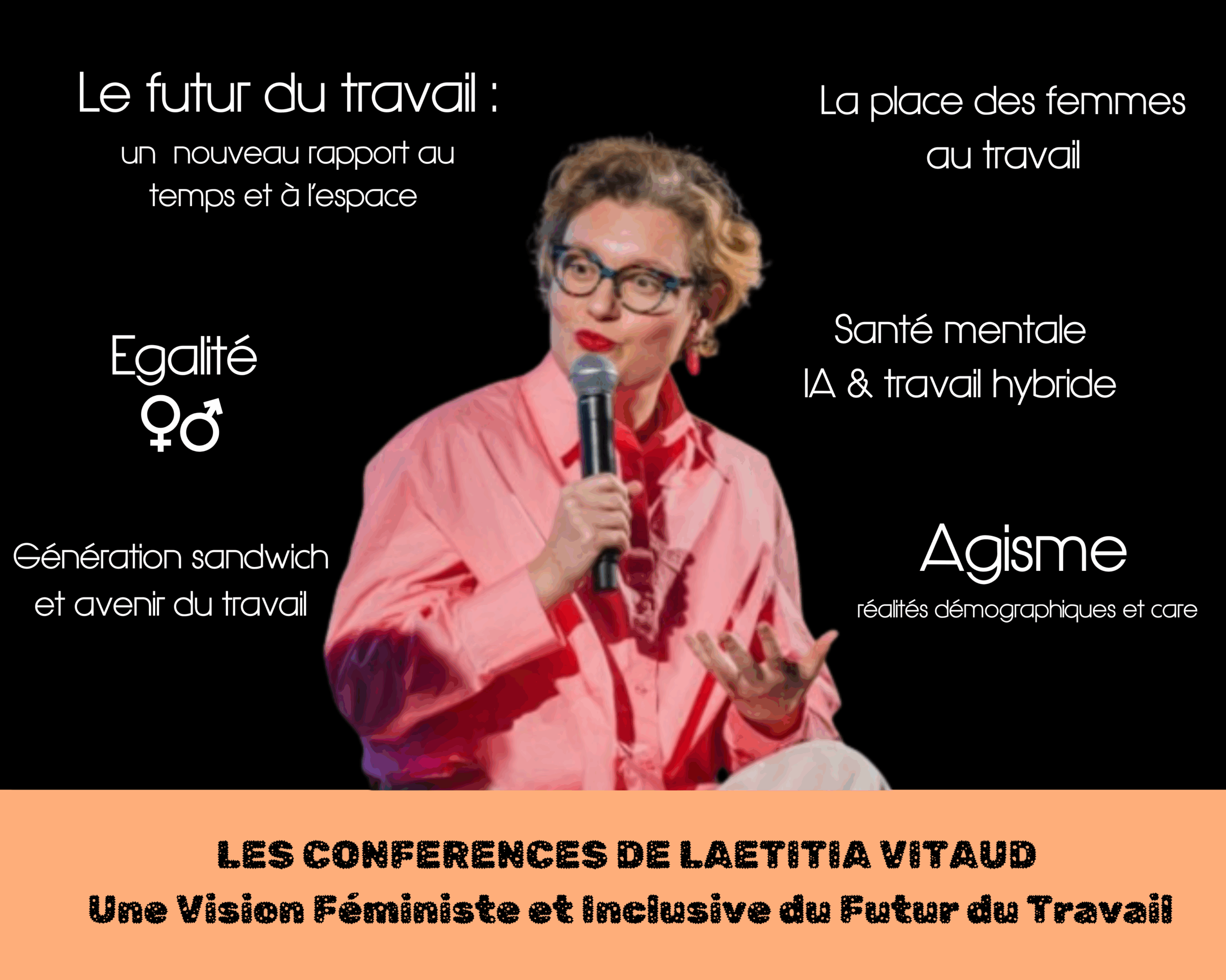 Affiche des conférences de Glad events sur le futur du travail par Laetitia vitaud.