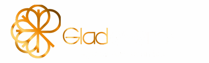 Logo glad events doré et blanc long sans fond